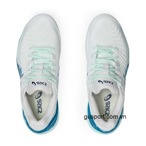 Giày Tennis Nữ Asics Gel Resolution 9 White/Teal Blue (1042A208-102) 4