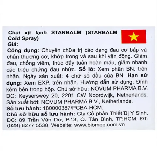 Chai xịt lạnh Starbalm Cold Spray làm giảm đau, chống viêm (150ml) 3