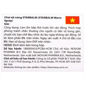 Chai xịt nóng Starbalm Warm Spray Làm nóng cơ bắp trước khi chơi (150ml) 3