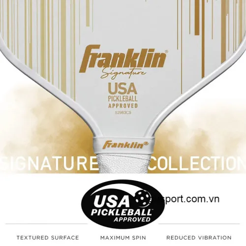 Vợt Pickleball Franklin Signature Pro 13mm (218GR)- White/Gold 2