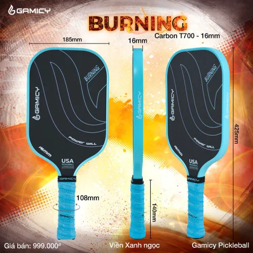 Vợt Pickleball Kaiwin Burning Gamicy T700 16mm 2