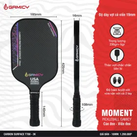 Vợt Pickleball Kaiwin Gamicy Moment T700 16mm 0